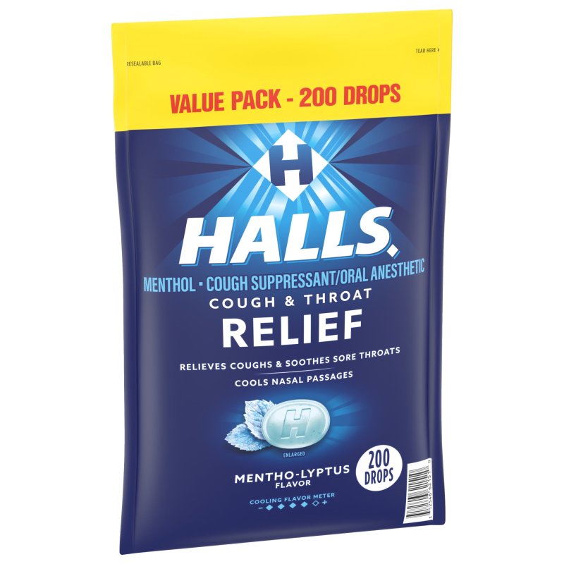 HALLS RELIEF VARIETY PACK CHERRY MENTHO-LYPTUS COUGH DROPS 2 VALUE PACKS 400 DROPS