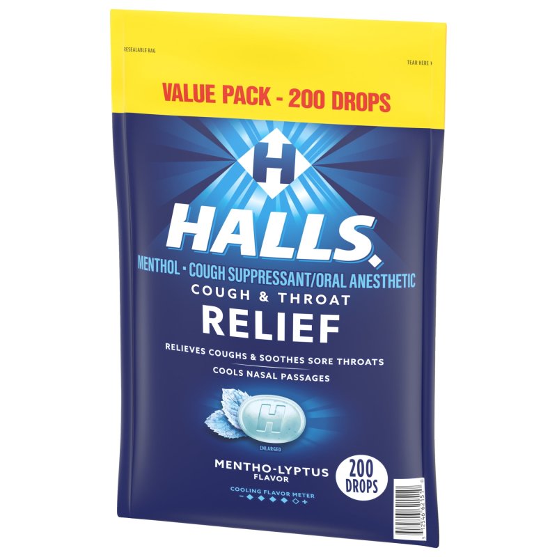 HALLS RELIEF VARIETY PACK CHERRY MENTHO-LYPTUS COUGH DROPS 2 VALUE PACKS 400 DROPS