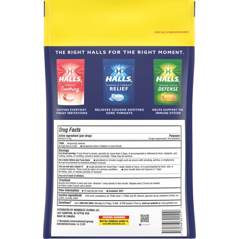 HALLS RELIEF VARIETY PACK CHERRY MENTHO-LYPTUS COUGH DROPS 2 VALUE PACKS 400 DROPS