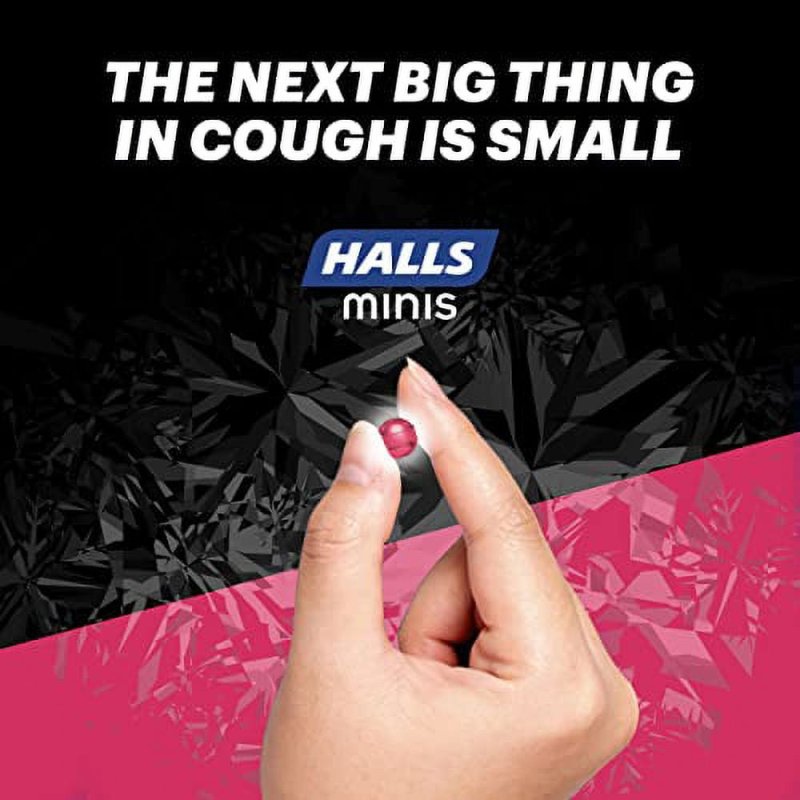 HALLS MINIS WATERMELON FLAVOR SUGAR FREE COUGH DROPS 8 PACKS 24 DROPS