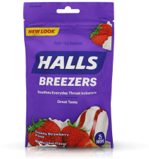 HALLS BREEZERS COOL CREAMY STRAWBERRY DROPS 25 EA PACK OF 3