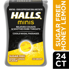 HALLS MINI HONEY LEMON SUGAR-FREE COUGH DROPS 24 COUNT