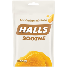 HALLS SOOTHE HONEY MENTHOL COUGH DROPS 1 BAG 30 TOTAL DROPS