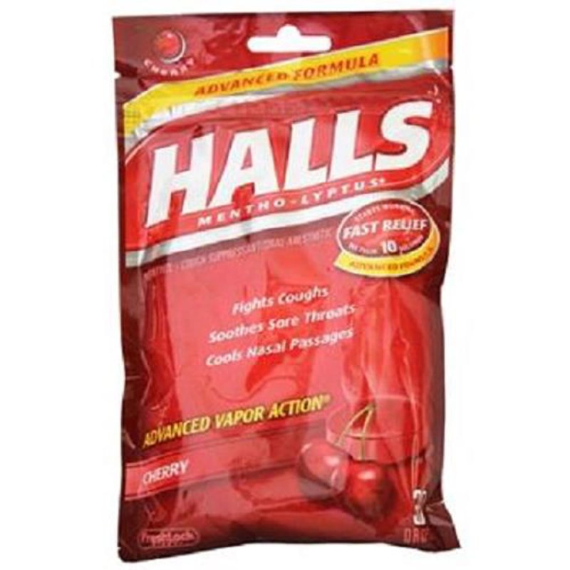 HALLS CHERRY HALLS BAG COUNT 1 COUGH DROPS GRAB VARIETIES FLAVORS