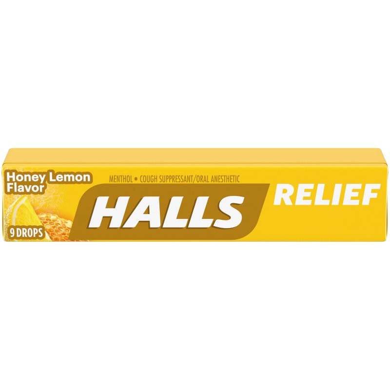 HALLS HONEY LEMON RELIEF COUGH DROPS 9 PACK