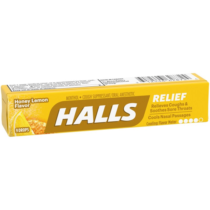 HALLS HONEY LEMON RELIEF COUGH DROPS 9 PACK