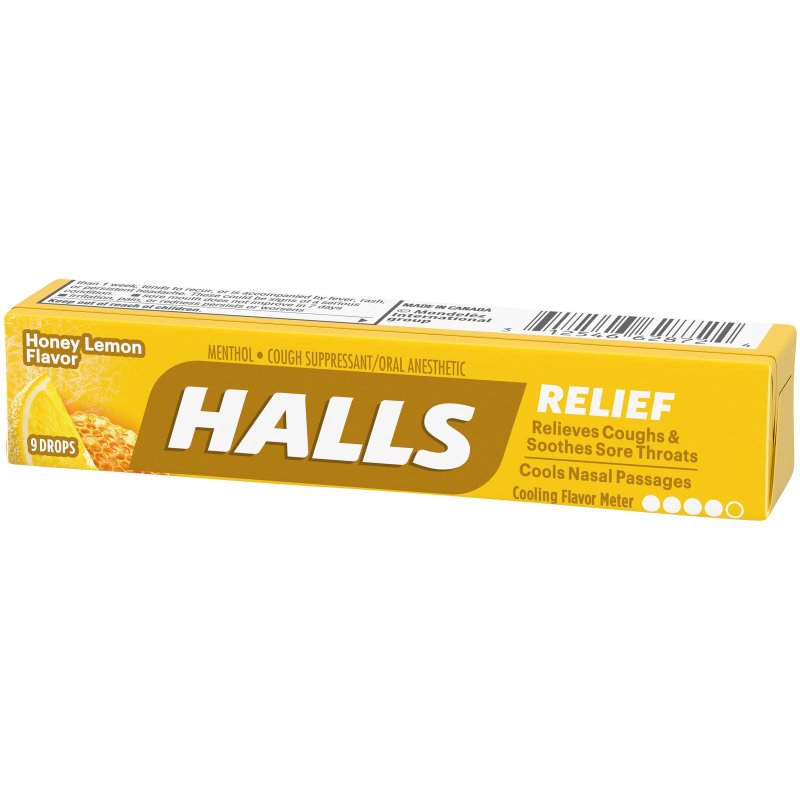 HALLS HONEY LEMON RELIEF COUGH DROPS 9 PACK