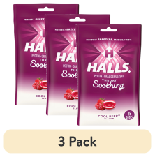 HALLS COOL BERRY THROAT DROPS 25CT (FORMERLY BREEZERS) 3 PACK