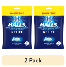 HALLS RELIEF MENTHO-LYPTUS COUGH DROPS 2 PACK ECONOMY PACK 80 DROPS