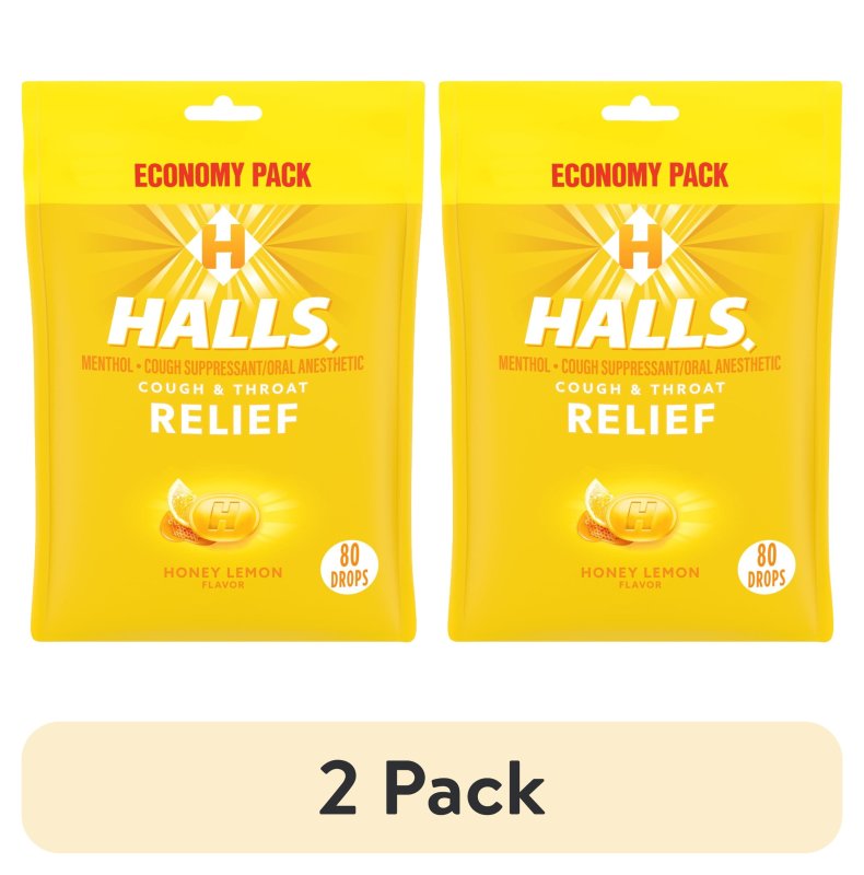 HALLS RELIEF HONEY LEMON COUGH DROPS ECONOMY PACK 80 DROPS 2 PACK