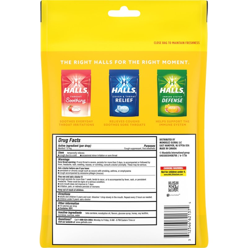 HALLS RELIEF HONEY LEMON COUGH DROPS ECONOMY PACK 80 DROPS 2 PACK