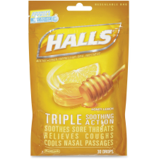 HALLS TRIPLE SOOTHING ACTION COUGH DROPS HONEY LEMON PACK OF 30