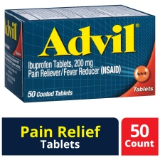 ADVIL 200 MG IBUPROFEN COATED TABLETS 50 COUNT - PAIN RELIEF FEVER REDUCER