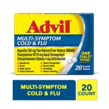 ADVIL MULTI SYMPTOM COLD FLU MEDICINE FEVER REDUCER COATED TABLETS 20 COUNT