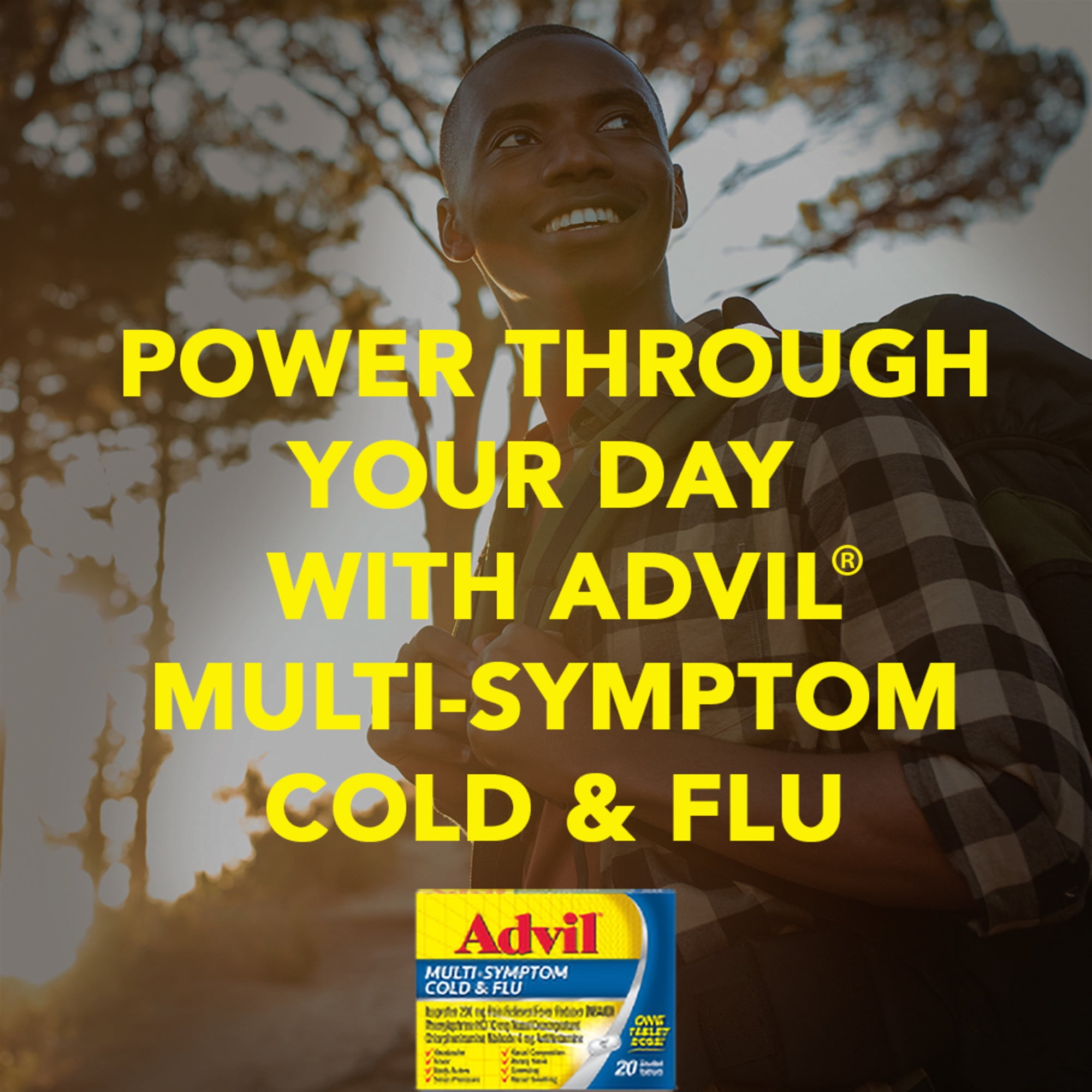 ADVIL MULTI SYMPTOM COLD FLU MEDICINE FEVER REDUCER COATED TABLETS 20 COUNT