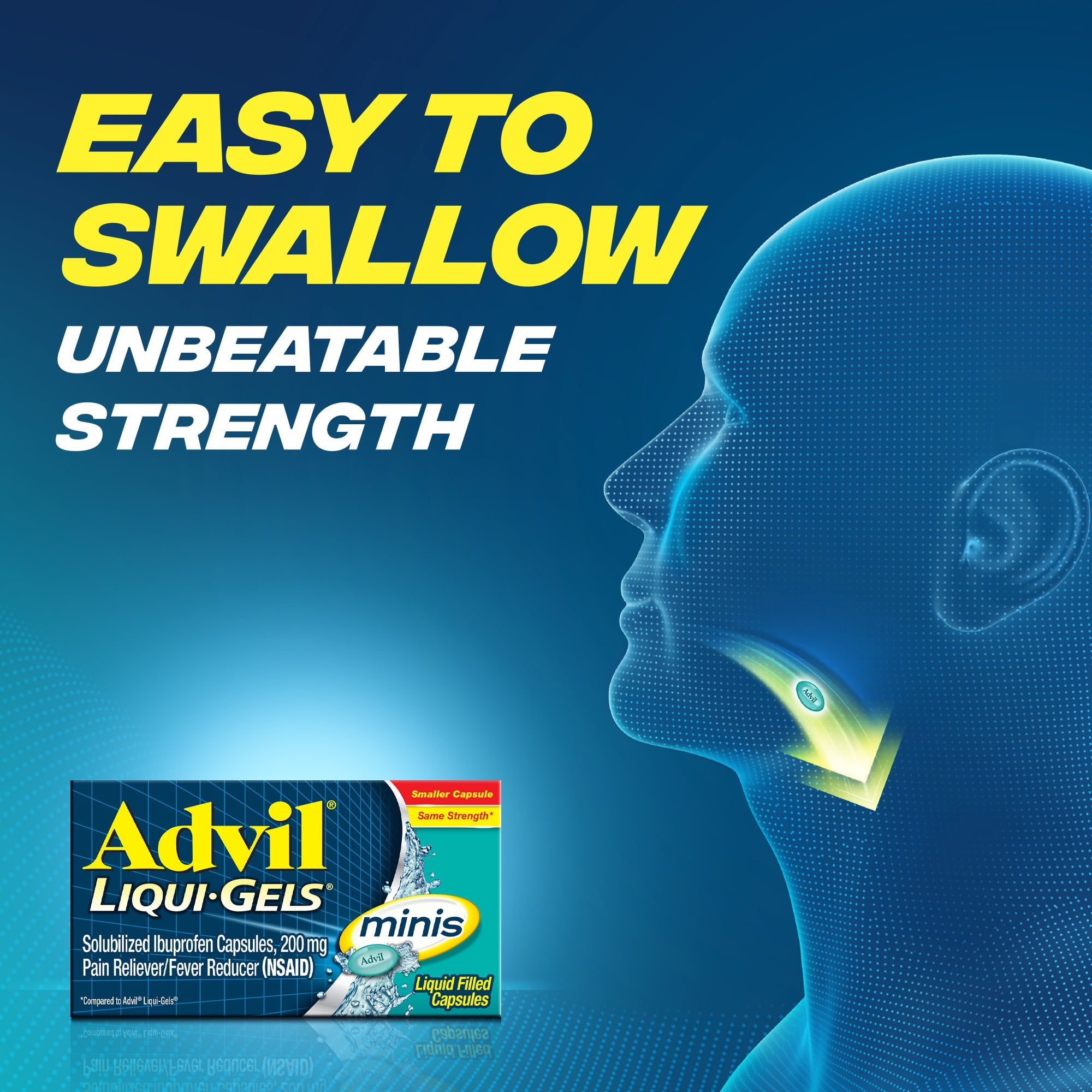 ADVIL LIQUI-GELS MINIS HEADACHE FEVER REDUCER CAPSULES 200 MG IBUPROFEN 8 COUNT