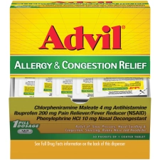 ADVIL ALLERGY & CONGESTION RELIEF TABLETS 50 COUNT PAIN FEVER REDUCER MEDICINE