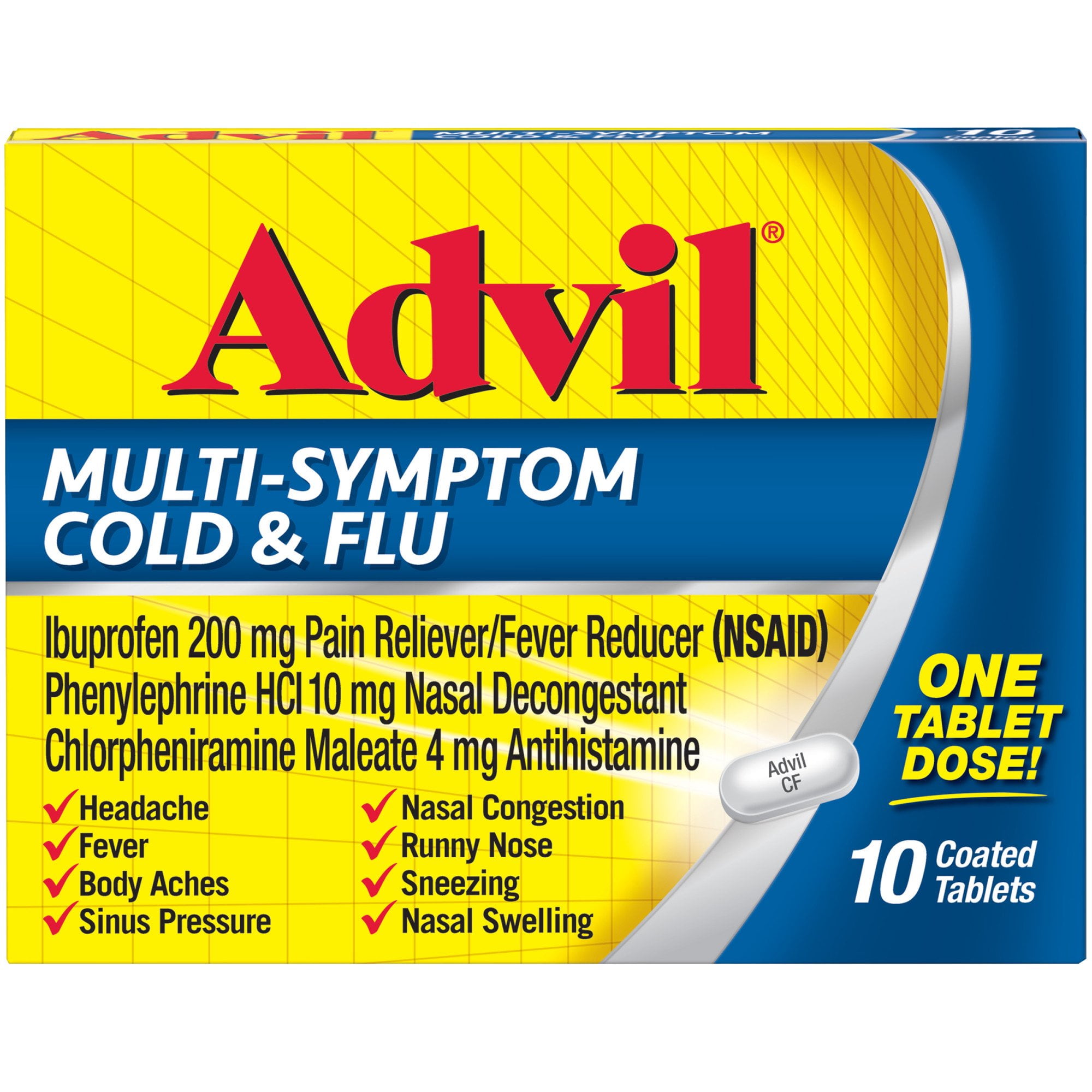 ADVIL MULTI SYMPTOM COLD FLU COATED TABLETS 10 EA 2 PACK