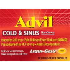 ADVIL COLD SINUS RELIEF MEDICINE IBUPROFEN PSEUDOEPHEDRINE HCL 32 LIQUI-GELS