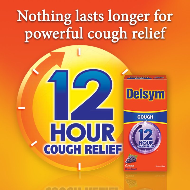 DELSYM ADULT 12-HOUR COUGH RELIEF: POWERFUL LIQUID FOR 12 HOURS, GRAPE FLAVOR - 3 FL OZ