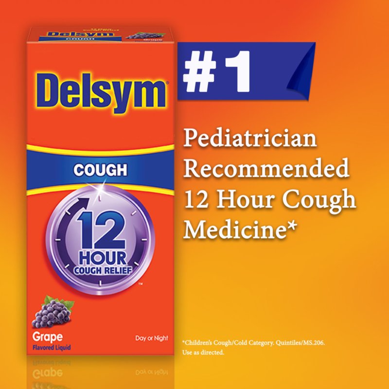 DELSYM ADULT 12-HOUR COUGH RELIEF: POWERFUL LIQUID FOR 12 HOURS, GRAPE FLAVOR - 3 FL OZ