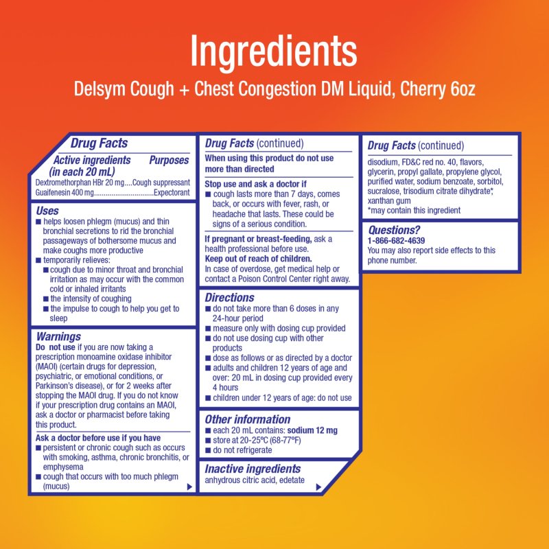 DELSYM MAX STRENGTH DM CHERRY LIQUID 6 FL OZ COUGH CHEST CONGESTION MEDICINE