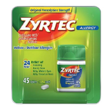 ZYRTEC ALLERGY RELIEF 10MG TABLET 1 BOTTLE 45CT MCK