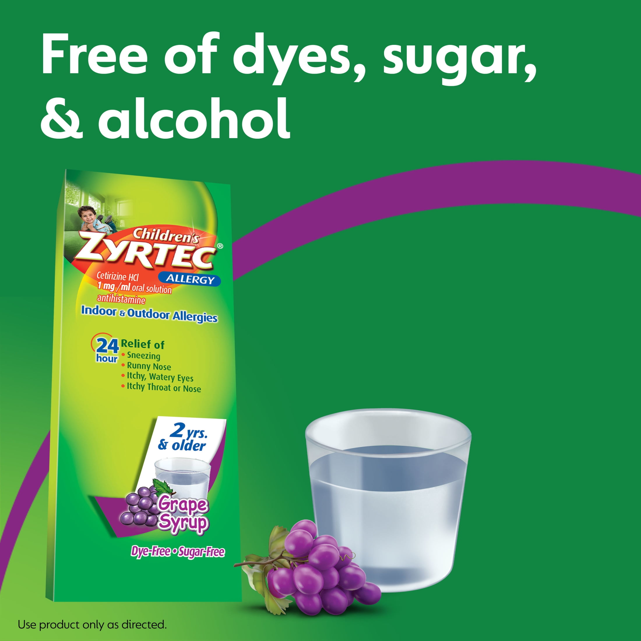 ZYRTEC CHILDREN 24 HOUR ALLERGY RELIEF SYRUP GRAPE FLAVOR 8 FL OZ