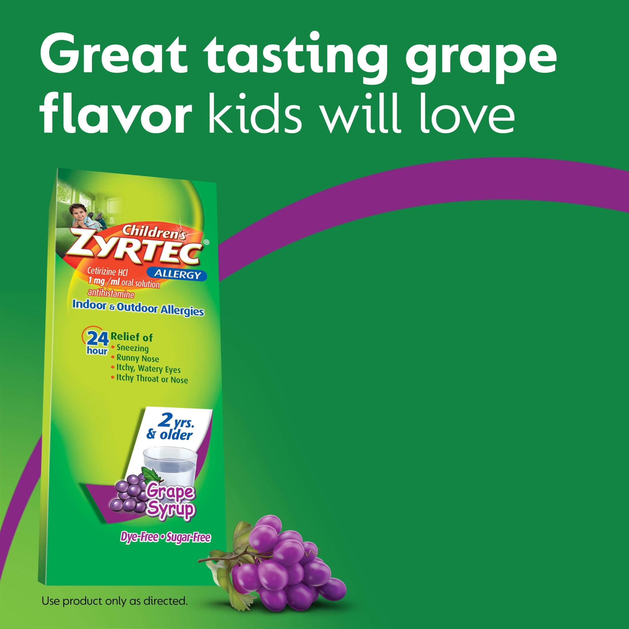 ZYRTEC CHILDREN 24 HOUR ALLERGY RELIEF SYRUP GRAPE FLAVOR 8 FL OZ