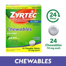 ZYRTEC 24 HOUR ALLERGY RELIEF CHEWABLES 10MG CETIRIZINE HCL 24 CT
