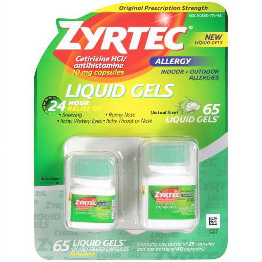 ZYRTEC LIQUID GELS 65CT ALLERGY RELIEF SUPPLEMENT REFRESHING