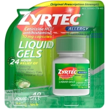 ZYRTEC ALLERGY LIQUID GELS 10MG 40 LIQUID GEL CAPSULES