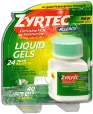 ZYRTEC 24 HOUR ALLERGY RELIEF ANTIHISTAMINE LIQUID GELS 40 CT PACK OF 2