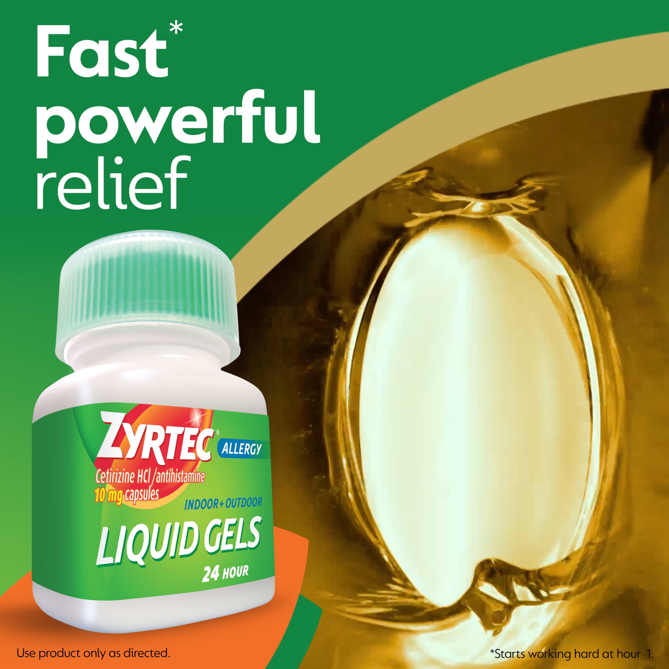 ZYRTEC 24 HOUR ALLERGY RELIEF ANTIHISTAMINE LIQUID GELS 40 CT PACK OF 2