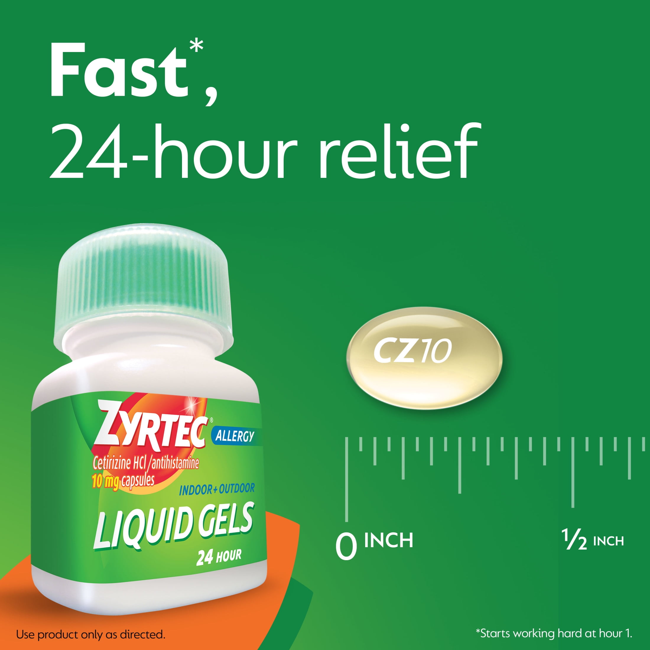 ZYRTEC 24 HOUR ALLERGY RELIEF ANTIHISTAMINE LIQUID GELS 40 CT PACK OF 2