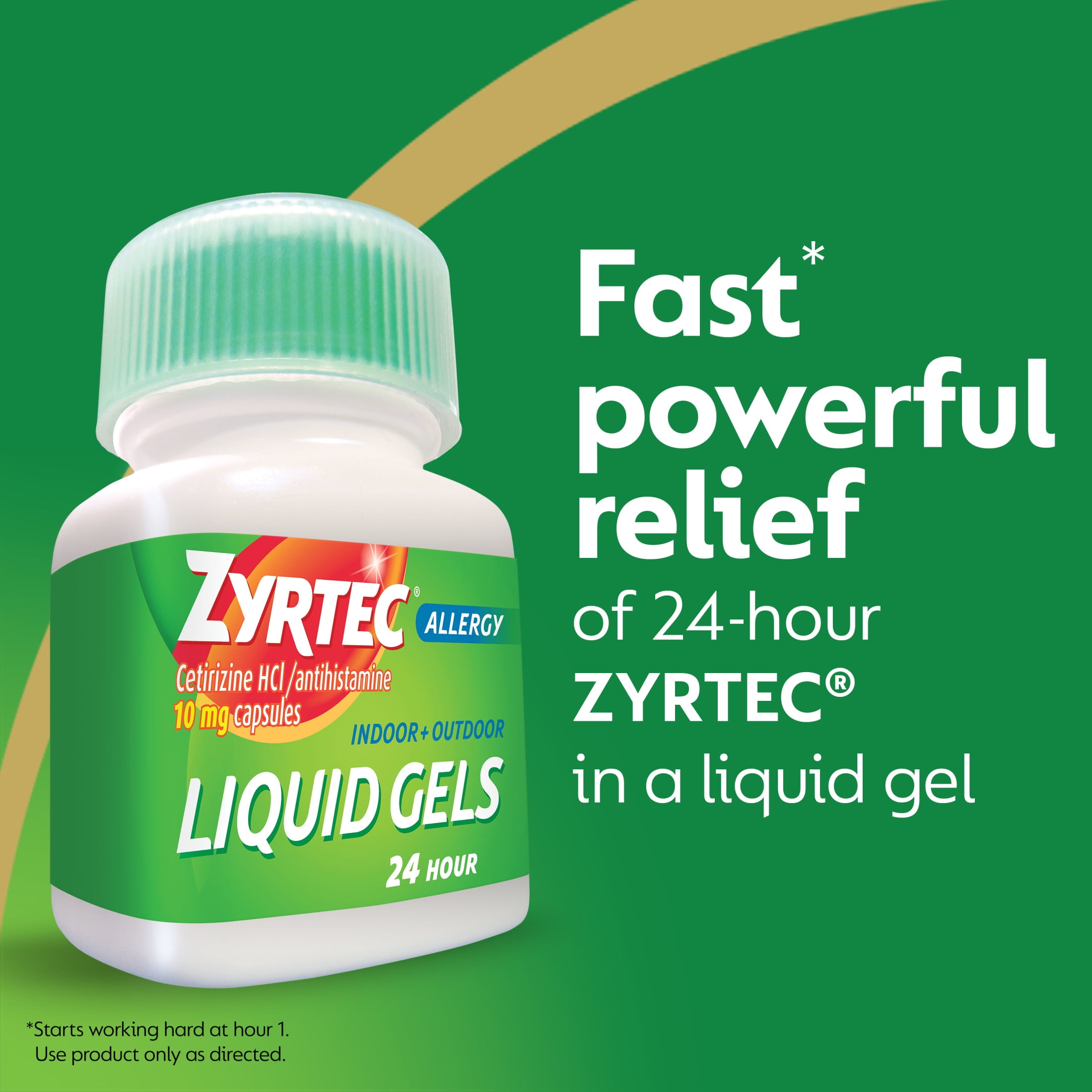 ZYRTEC 24 HOUR ALLERGY RELIEF ANTIHISTAMINE LIQUID GELS 40 CT PACK OF 2