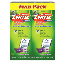 ZYRTEC 24 HOUR CHILDRENS ALLERGY SYRUP GRAPE TWIN PACK 4 FL. OZ