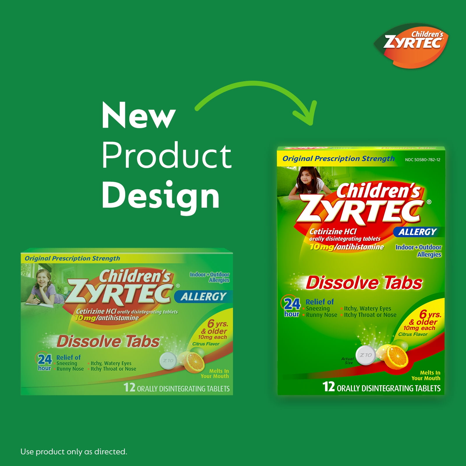 ZYRTEC 24 HR ALLERGY RELIEF DISSOLVE TABLETS CITRUS 12 CT CHILDRENS