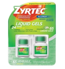 ZYRTEC 24 HOUR ALLERGY RELIEF LIQUID GELS CETIRIZINE HCL 10 MG 65 TABLETS