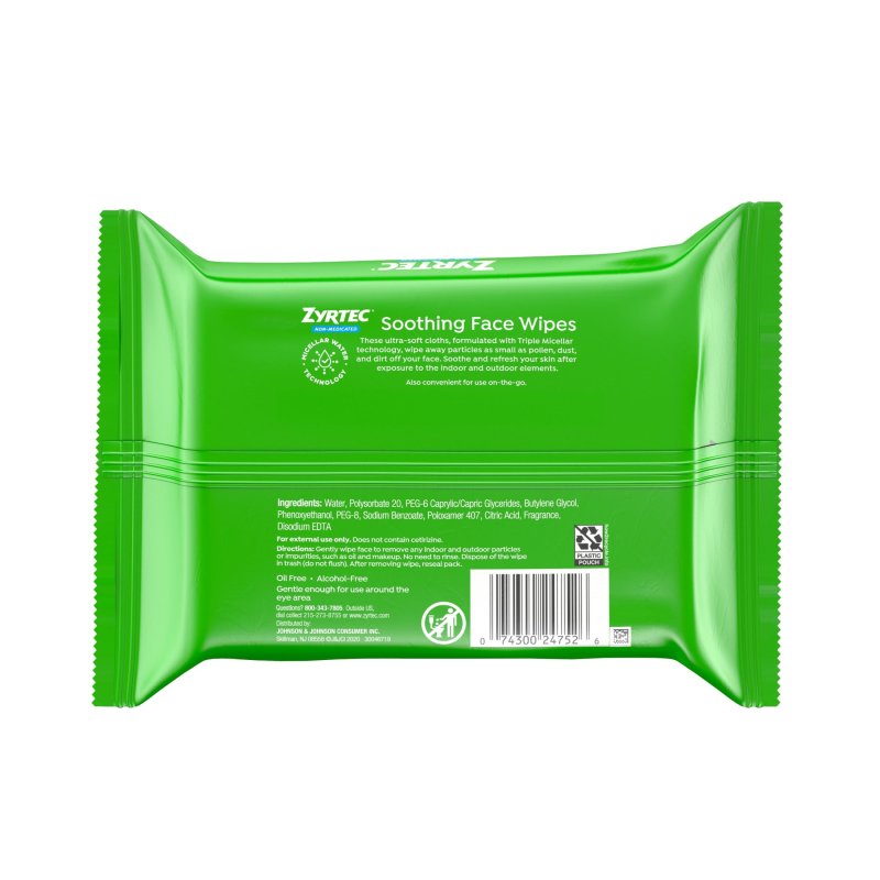 ZYRTEC LITTLE ROCKET SOOTHING FACE WIPES 25 COUNT