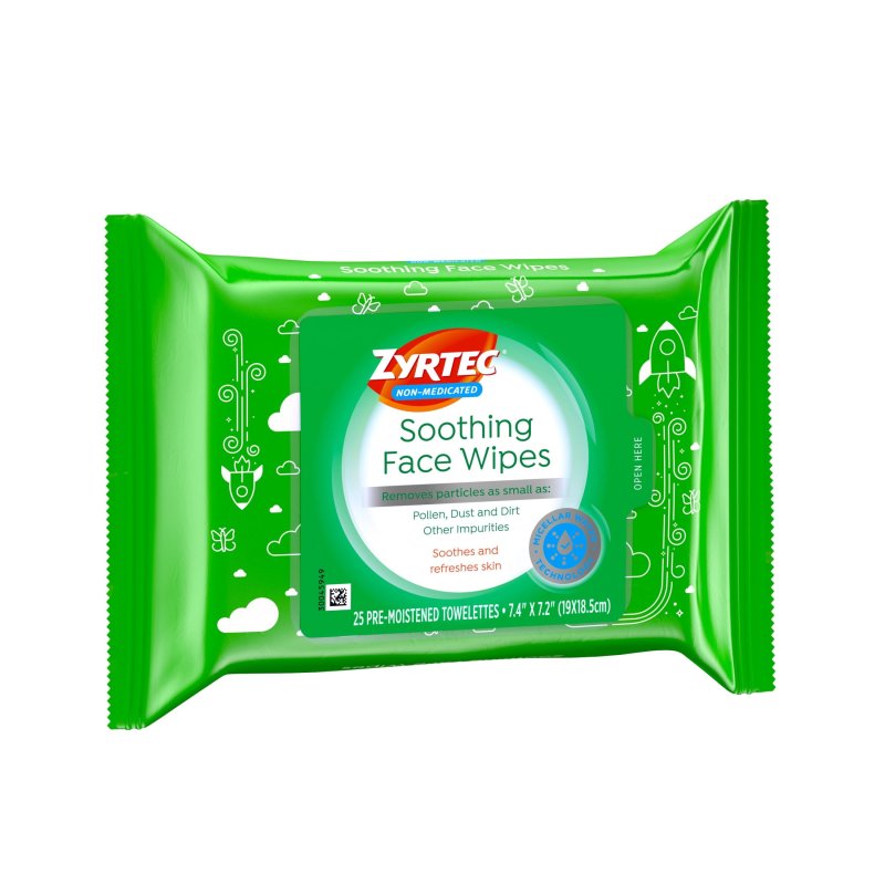 ZYRTEC LITTLE ROCKET SOOTHING FACE WIPES 25 COUNT