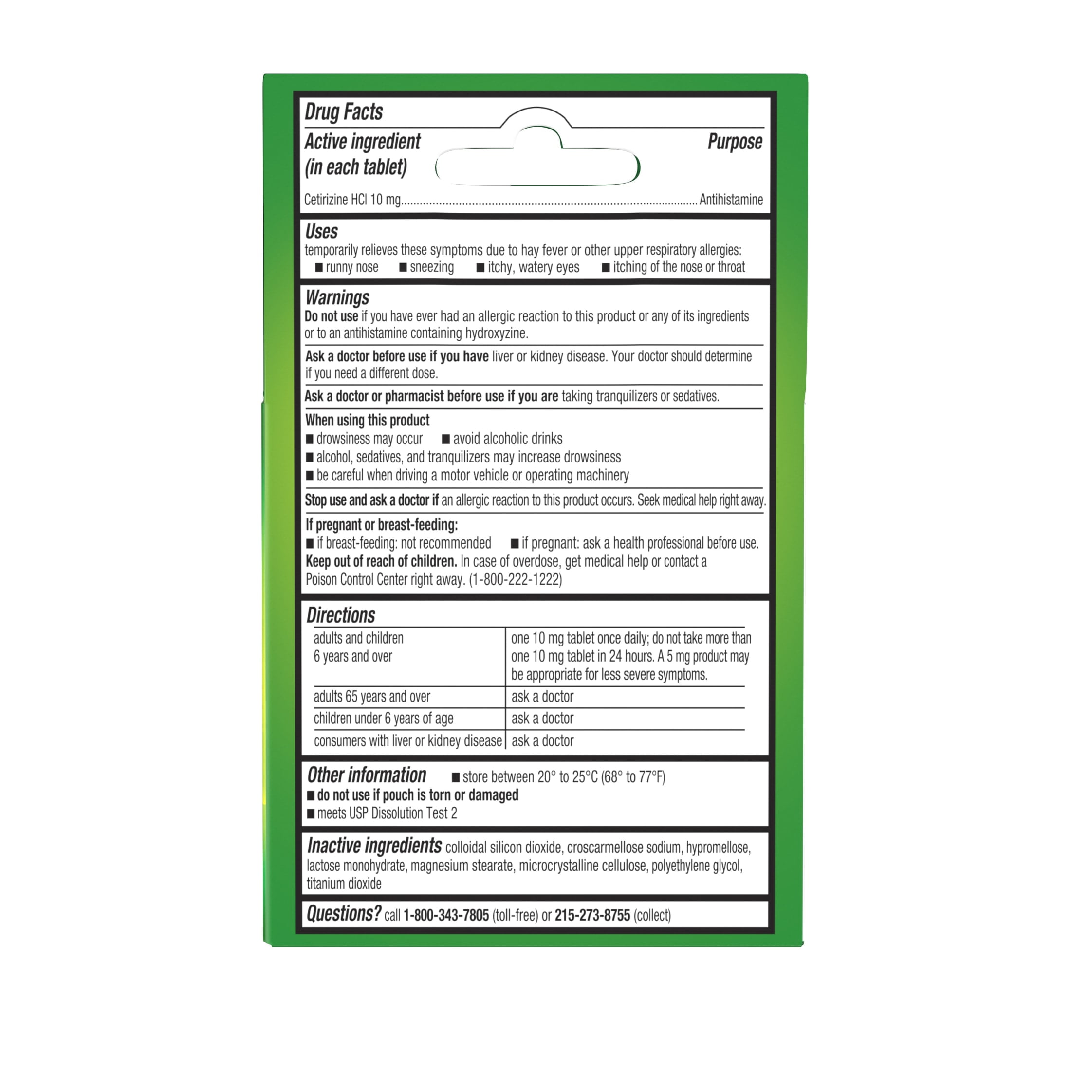ZYRTEC 24 HOUR ALLERGY TABLETS CETIRIZINE HCL TRAVEL SIZE 3 CT