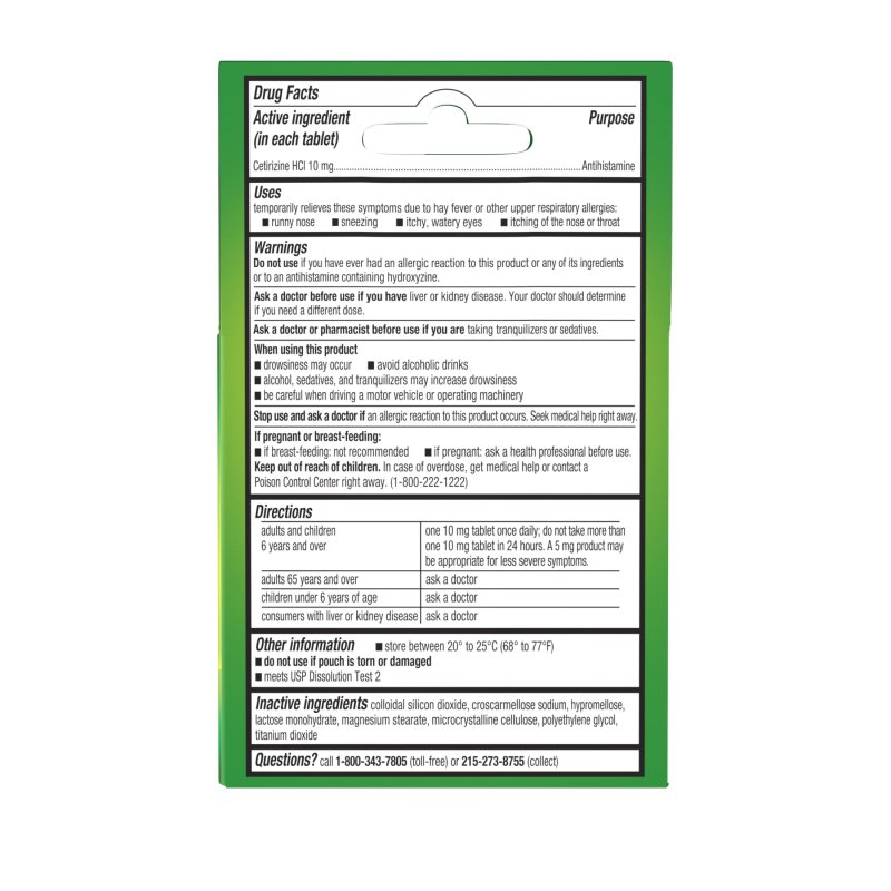 ZYRTEC 24 HOUR ALLERGY TABLETS CETIRIZINE HCL TRAVEL SIZE 3 CT