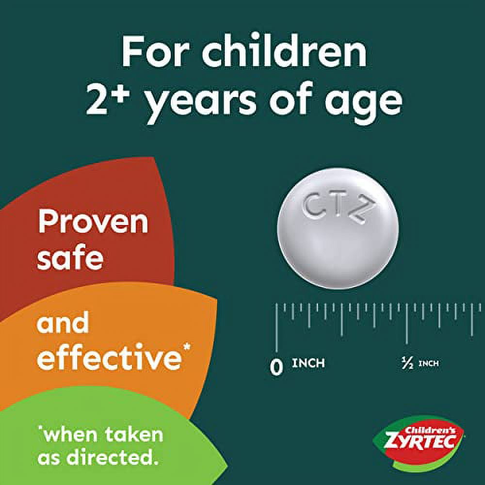 ZYRTEC CHILDREN ALLERGY DYE-FREE 24 CHEWABLES, GRAPE FLAVOR 2 YEARS+