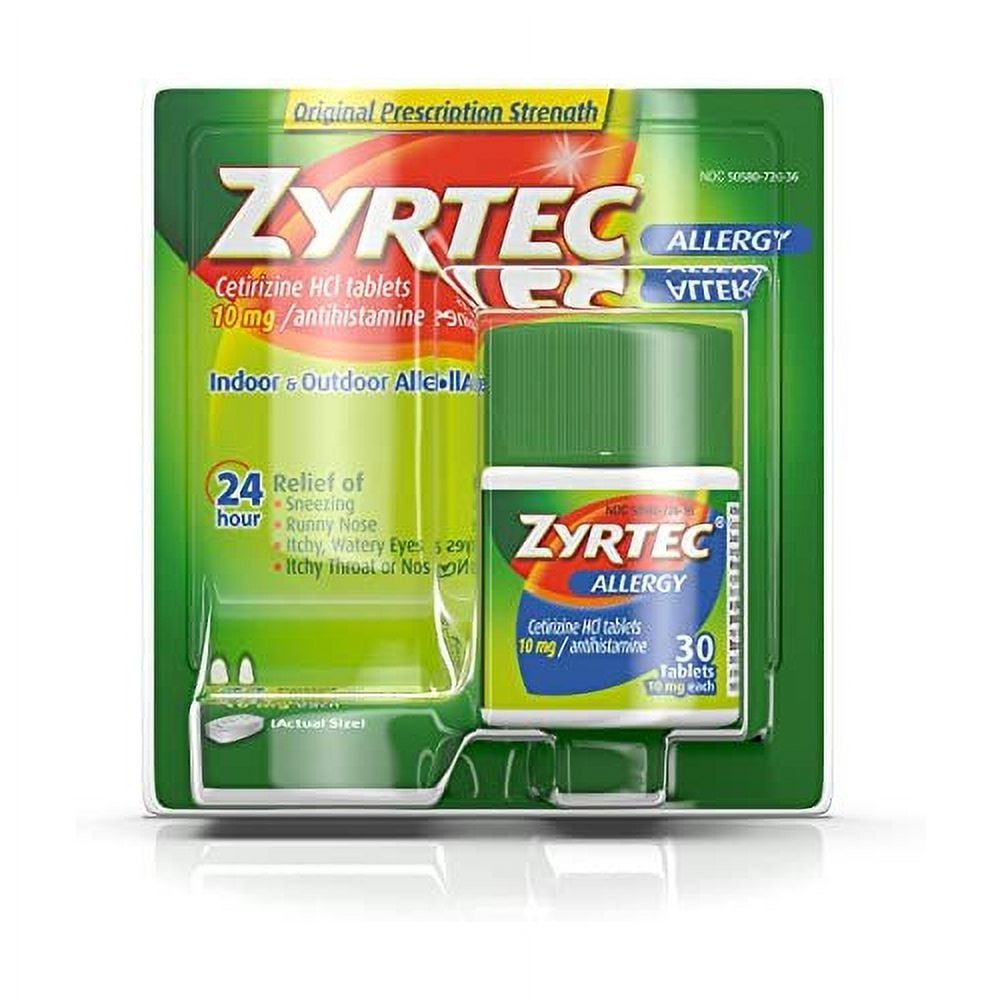 ZYRTEC ALLERGY RELIEF TABLETS 30 COUNT 10MG CETIRIZINE