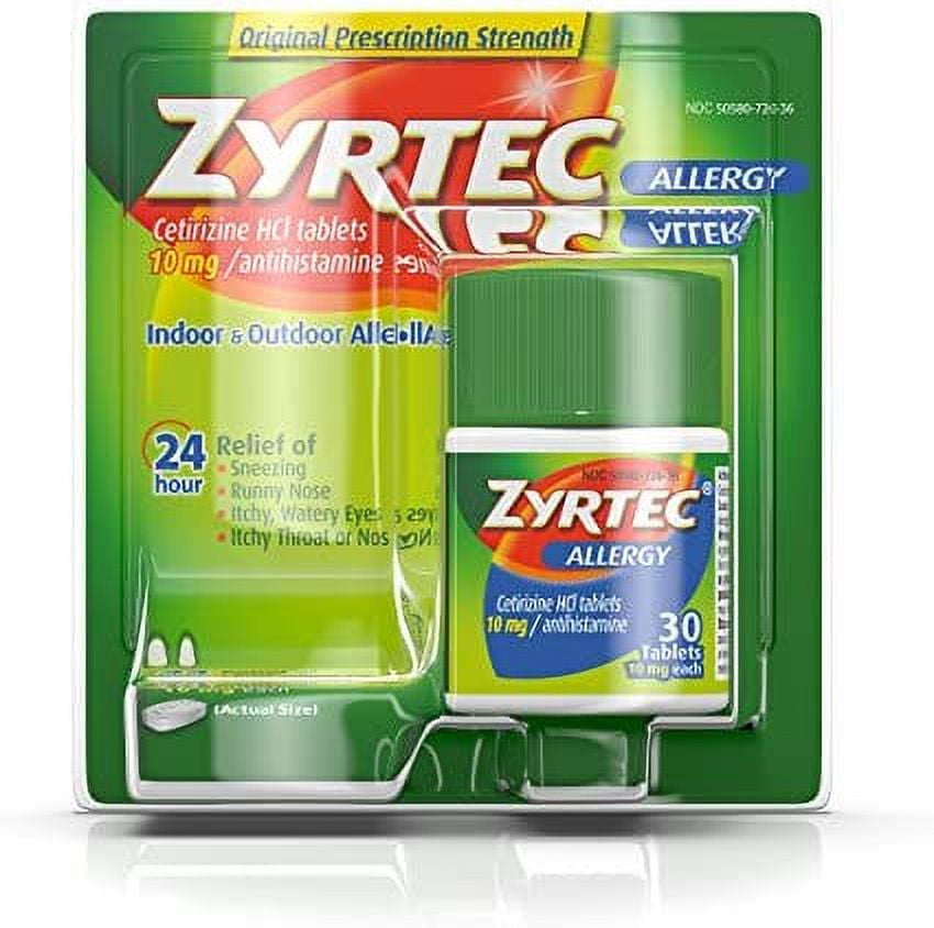 ZYRTEC ALLERGY RELIEF TABLETS 30 COUNT 10MG CETIRIZINE