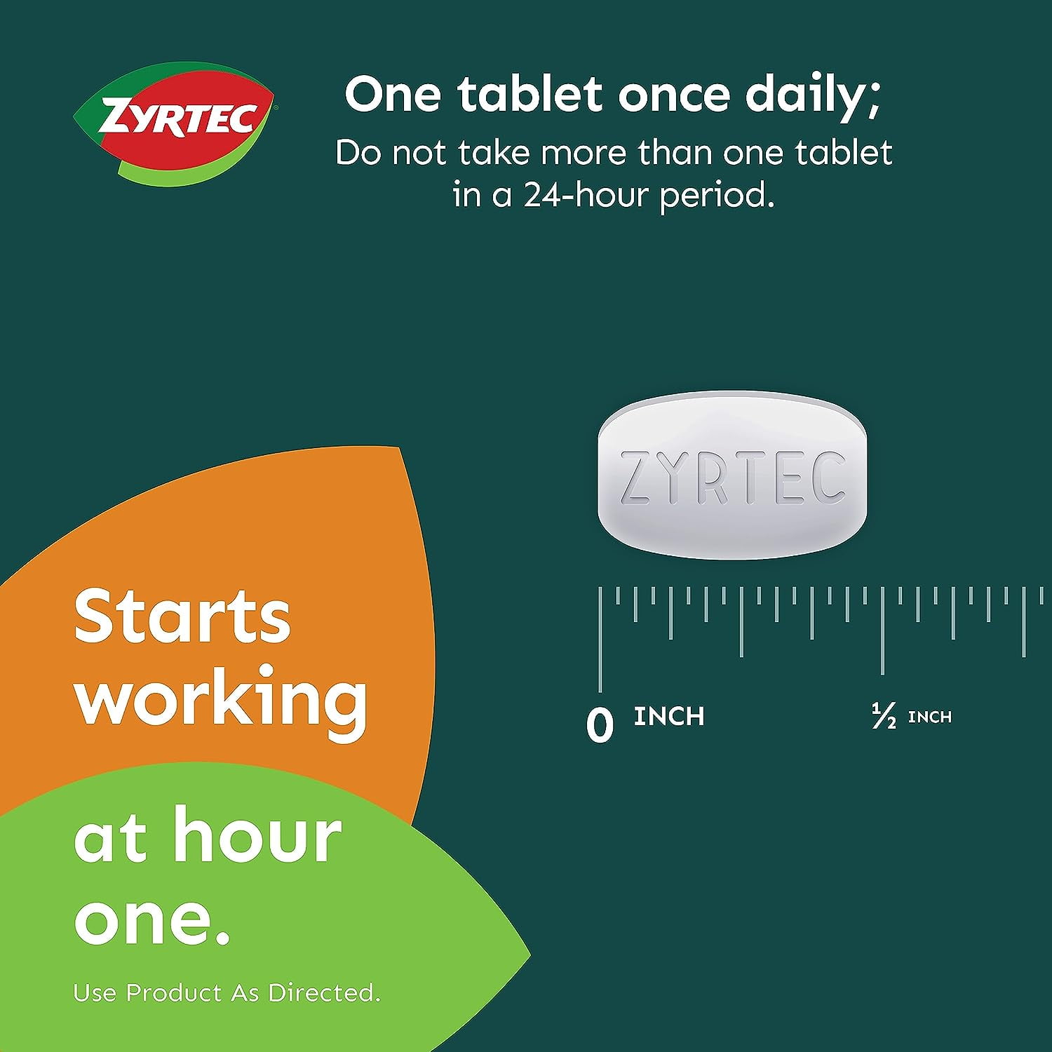 ZYRTEC 24 HOUR ALLERGY RELIEF TABLETS INDOOR OUTDOOR MEDICINE 10MG CETIRIZINE HCL ANTIHISTAMINE 60 CT