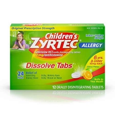 ZYRTEC CHILDRENS 24 HOUR DISSOLVING ALLERGY RELIEF TABLETS CETIRIZINE CITRUS FLAVORED 12 CT
