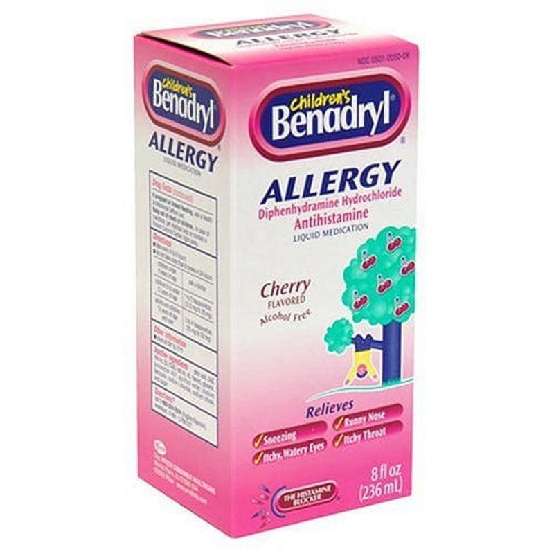 BENADRYL CHILDREN ALLERGY LIQUID CHERRY FLAVOR 8 OZ