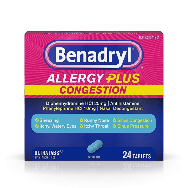 BENADRYL ALLERGY PLUS CONGESTION ULTRA TABLETS 24 COUNT EACH 4 PACK